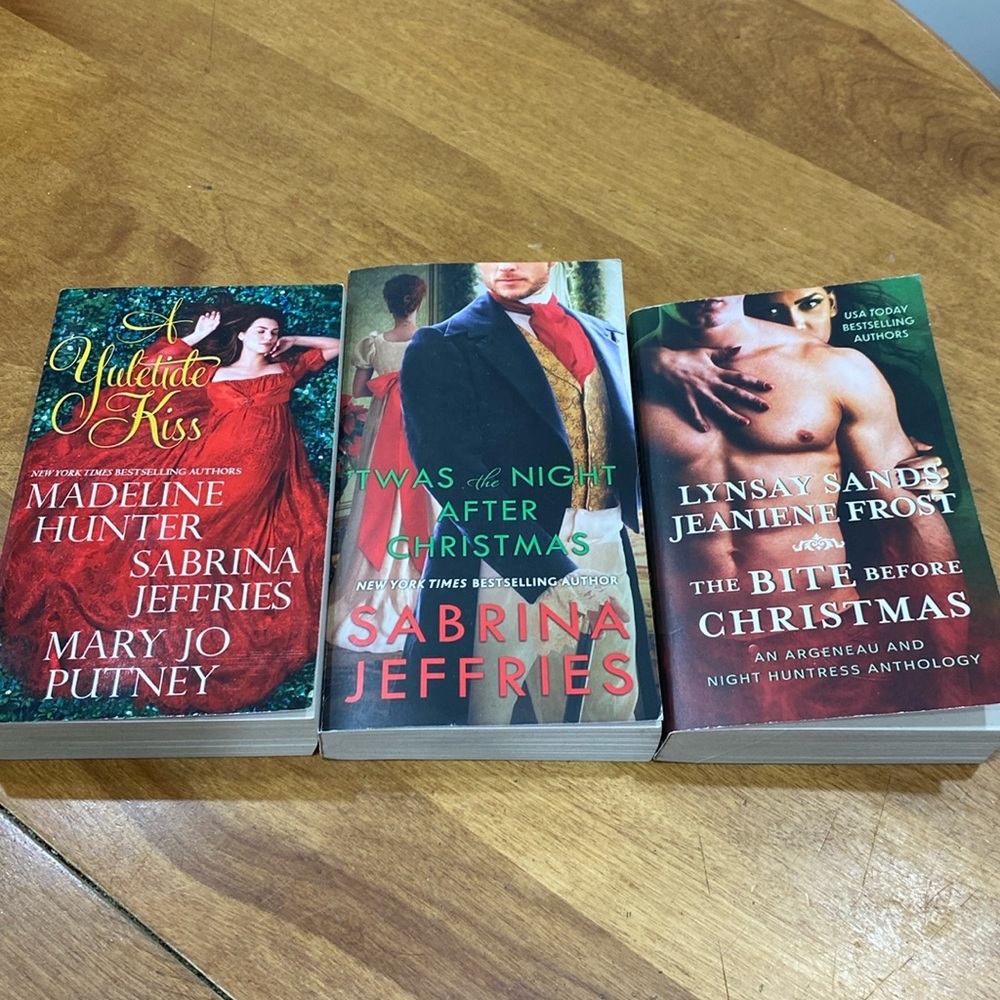 Set of 3, used, Christmas romance novels.